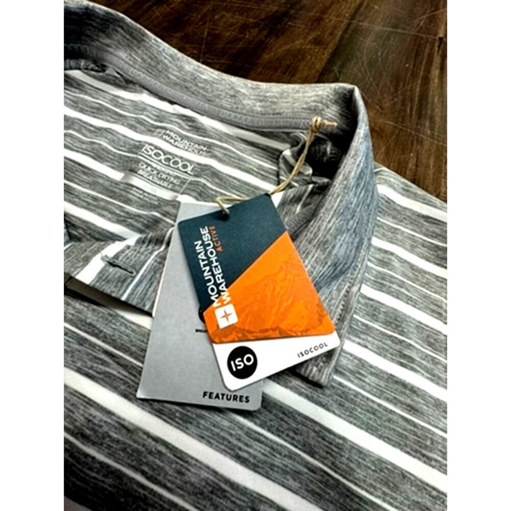 NWT!! Mountain Warehouse Active Gray & White‎ Polo, ISOCOOL, Size XL,